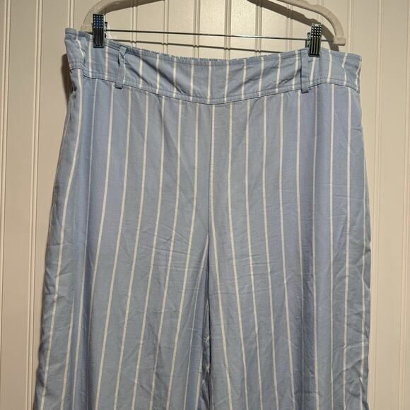 Lane Bryant Blue Striped Pull On Straight Leg Pants Size 18 Petite - Picture 3 of 7